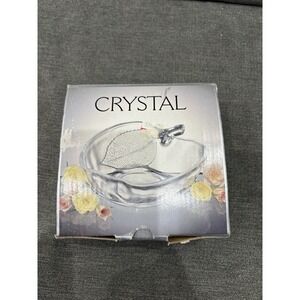 Clear Crystal Trinket Dish, Ashtray, Candy Dish Apple Shaped by Alco 4.5" x 4"